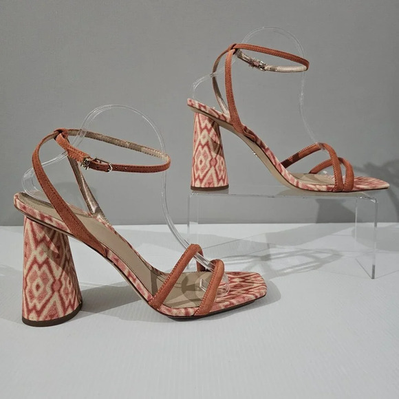 NEW Sam Edelman Kia Heel Size 11 Terracotta Pink Suede Block Strappy - Picture 3 of 13